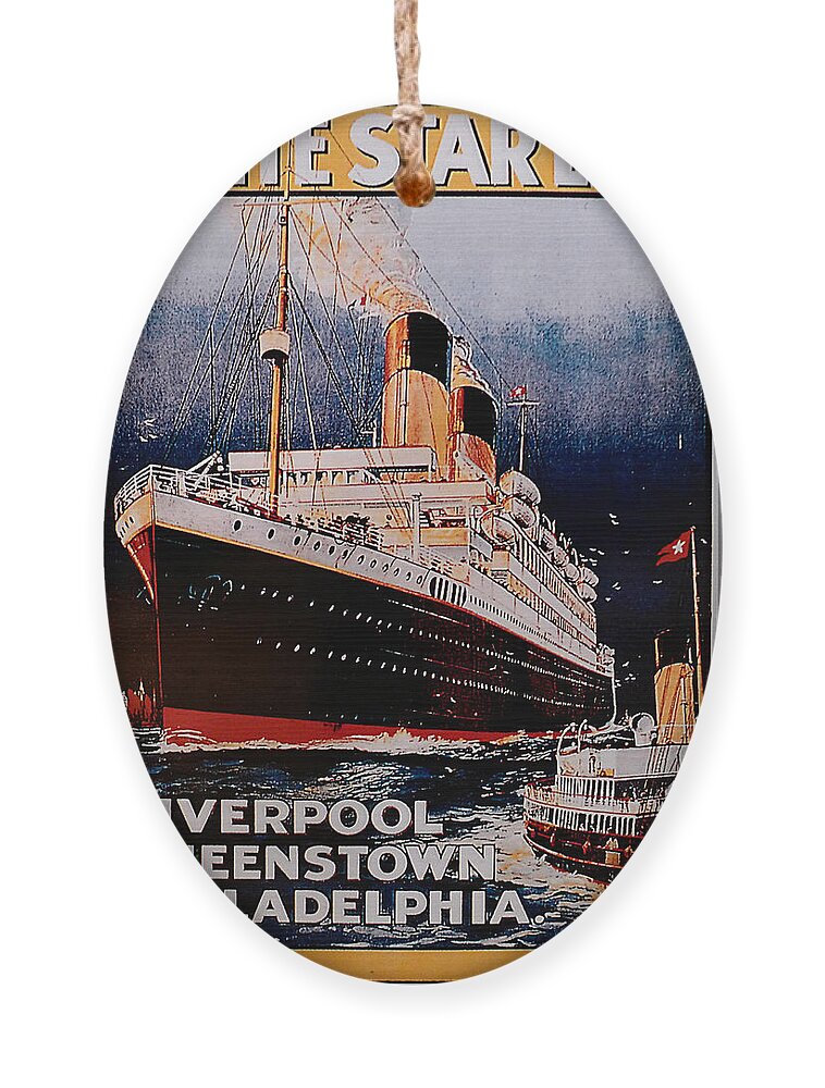 Titanic Ornament featuring the photograph White Star Line Poster 1 by Richard Reeve