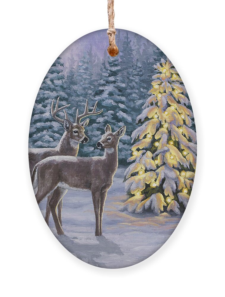 Deer Ornament featuring the painting Whitetail Christmas by Crista Forest