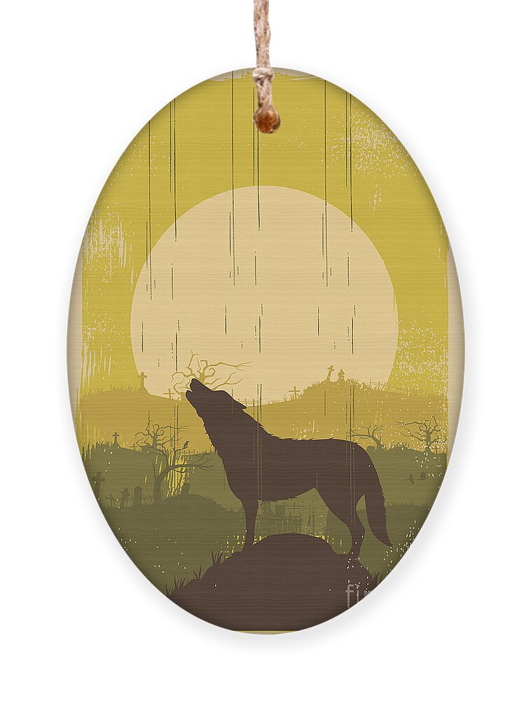Symbol Ornament featuring the digital art Wolf Howling Background Vector by Seita
