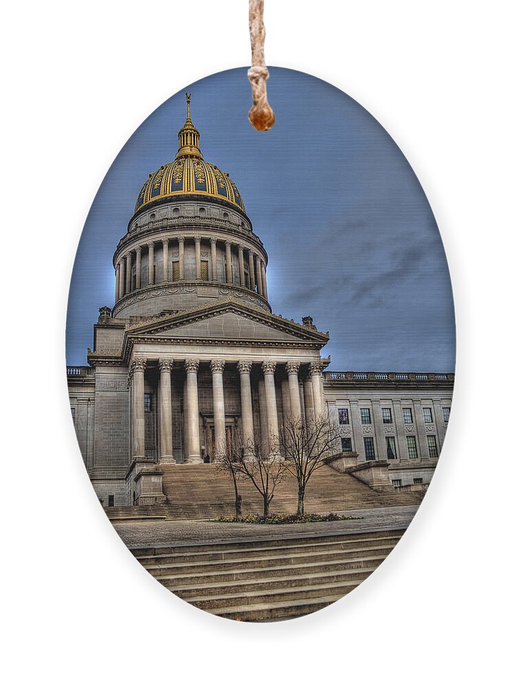 Charleston Ornament featuring the photograph WV Capital Building 2 by Jonny D