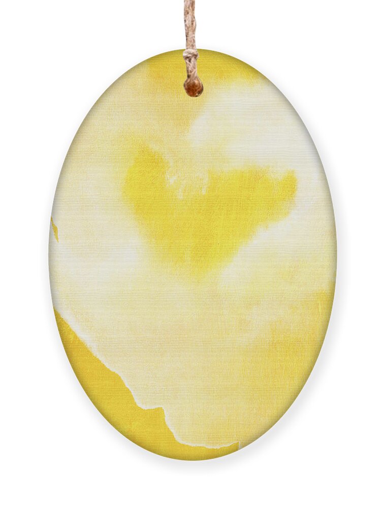 Love Ornament featuring the mixed media Yellow and White Love- Heart art by Linda Woods by Linda Woods