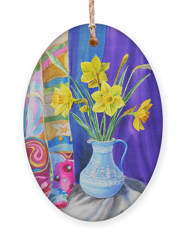Daffodil Ornament featuring the painting Yellow Daffodils by Irina Sztukowski