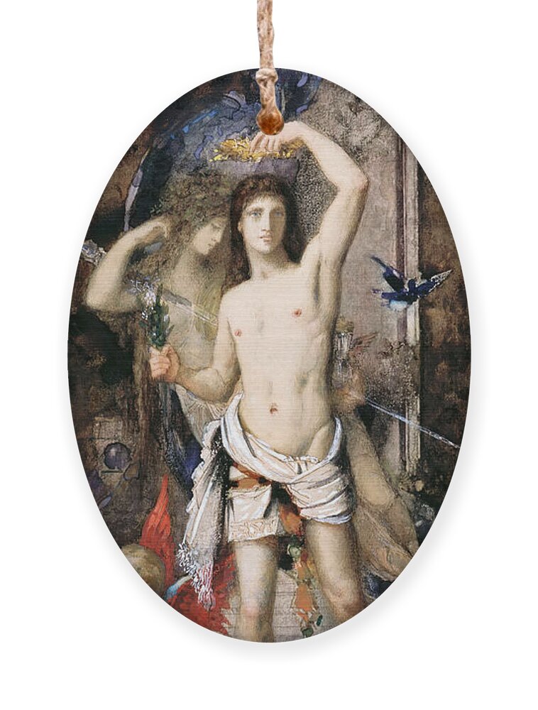 Gustave Moreau Ornament featuring the drawing Youth and Death by Gustave Moreau