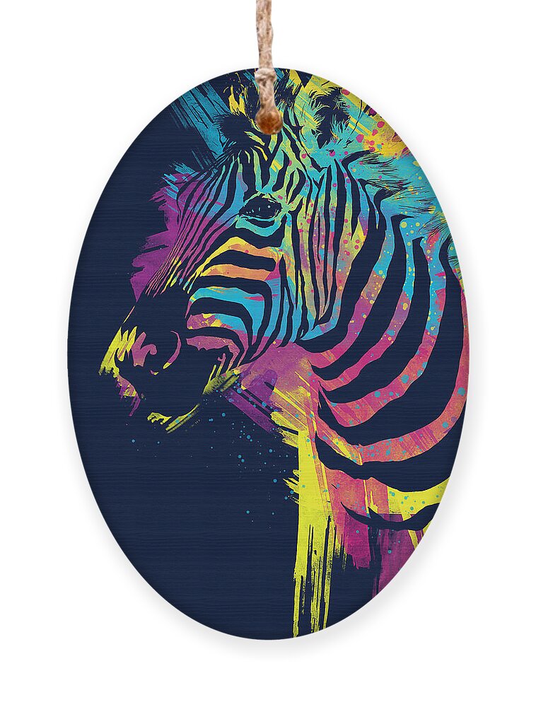 Zebra Ornament featuring the digital art Zebra Splatters by Olga Shvartsur