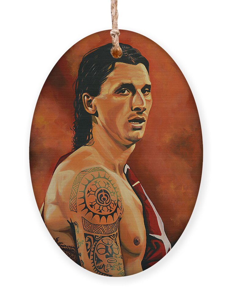 Zlatan Ibrahimovic Ornament featuring the painting Zlatan Ibrahimovic Painting by Paul Meijering