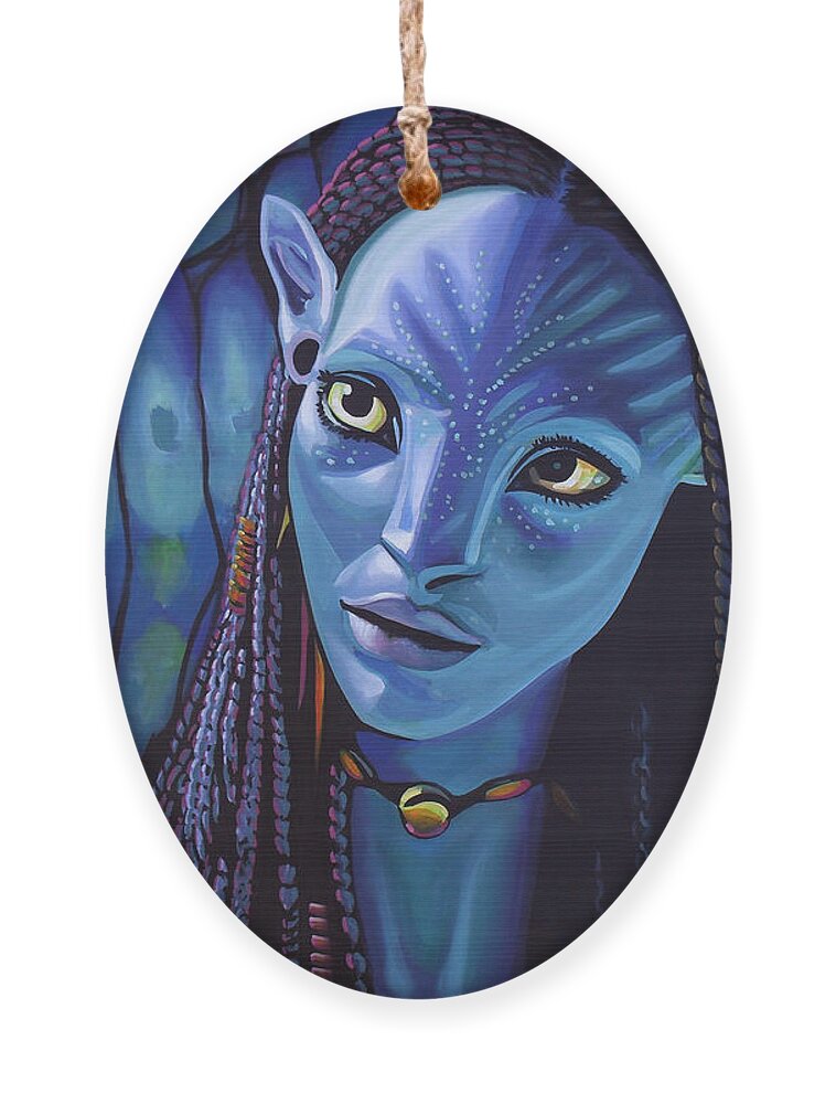 #faatoppicks Ornament featuring the painting Zoe Saldana as Neytiri in Avatar by Paul Meijering