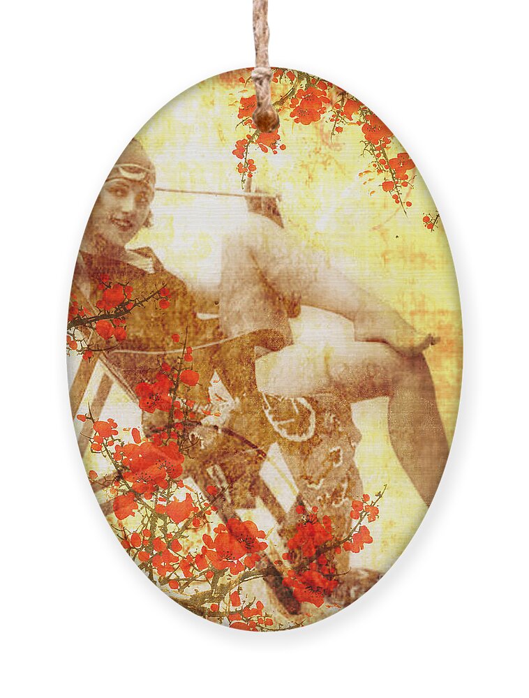 Nostalgic Seduction Ornament featuring the photograph Winsome Woman #54 by Chris Andruskiewicz