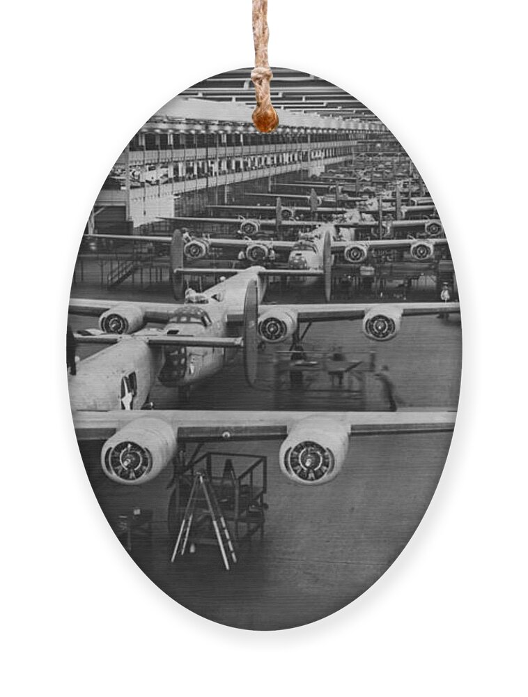 Military Ornament featuring the photograph Building Bombers, C.1941 by Omikron