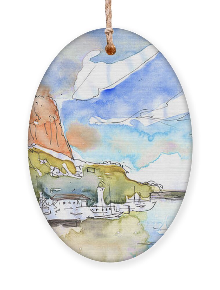 Travel Ornament featuring the painting Calpe Harbour 06 by Miki De Goodaboom