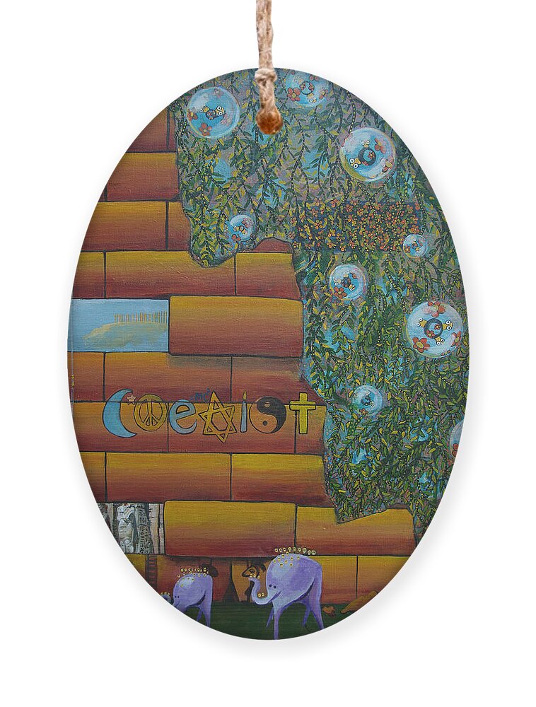 Coexist Ornament featuring the painting Coexist by Mindy Huntress