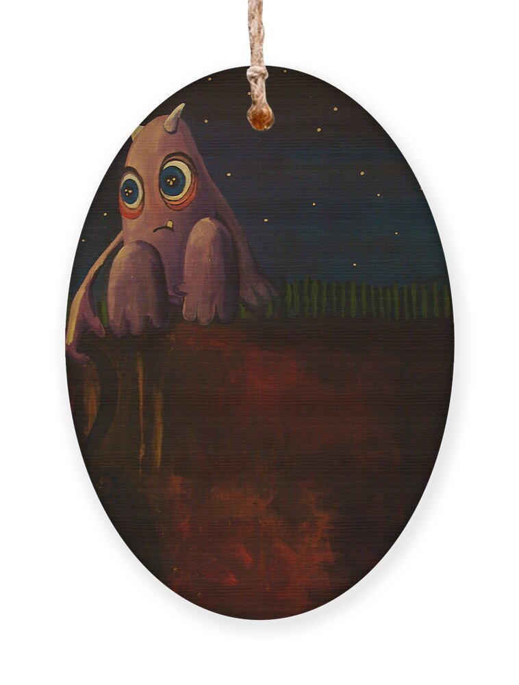 Monster Ornament featuring the painting Disconnecting by Mindy Huntress