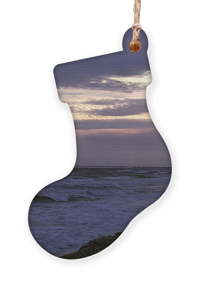 Ocean Ornament featuring the photograph Fishing Pier Before the Storm 14A by Gerry Gantt