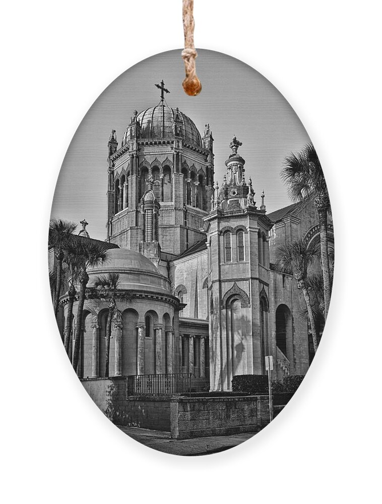 Flagler Ornament featuring the photograph Flagler Memorial Presbyterian Church 3 - BW by Christopher Holmes