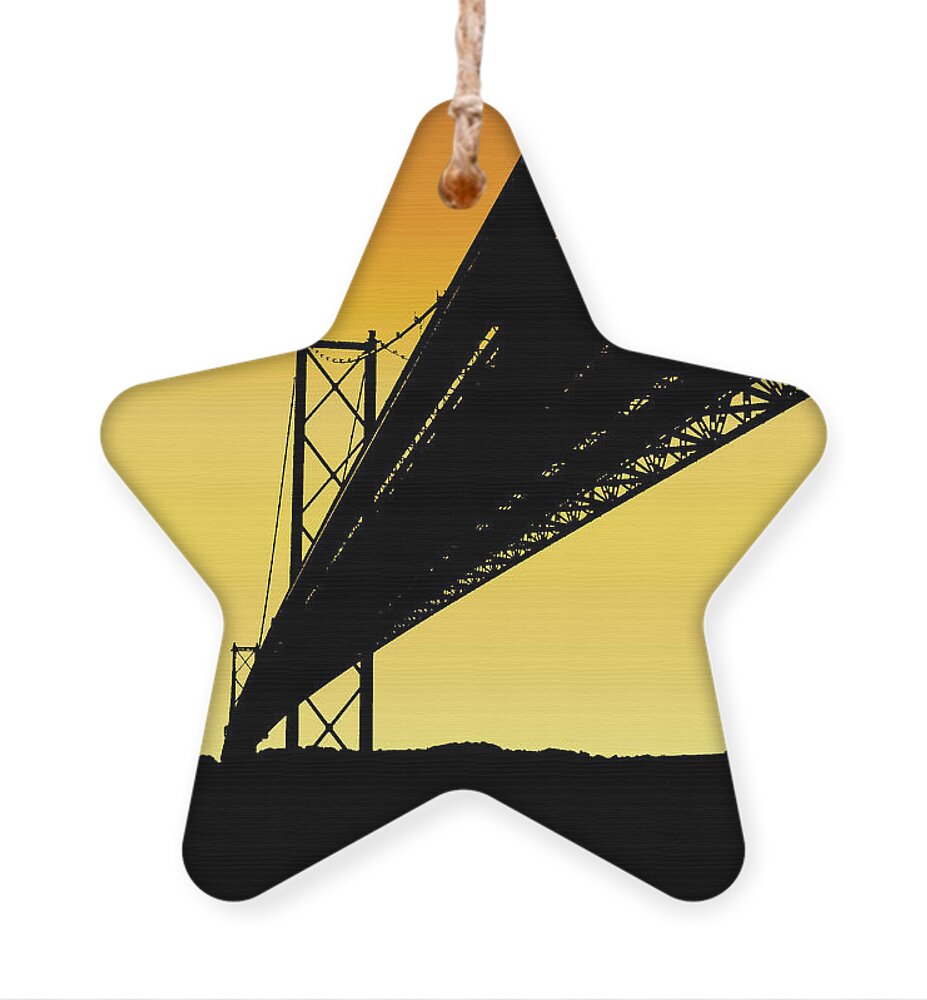 Forth Bridges Silhouette Ornament featuring the photograph Forth Bridges Silhouette by Yvonne Johnstone