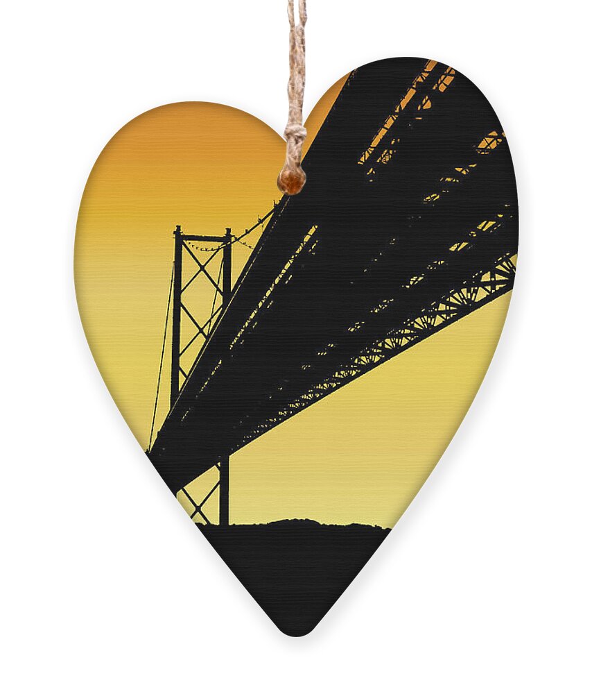 Forth Bridges Silhouette Ornament featuring the photograph Forth Bridges Silhouette by Yvonne Johnstone