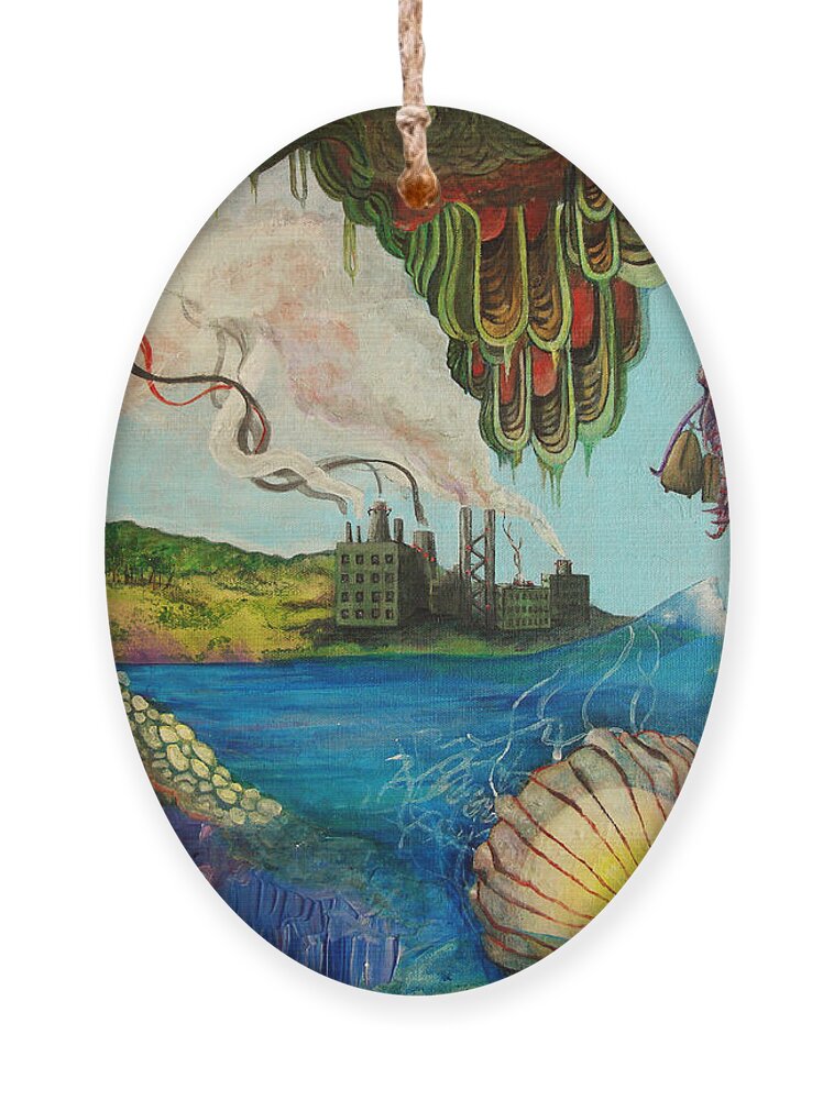 Pollution Ornament featuring the painting Goodbye by Mindy Huntress