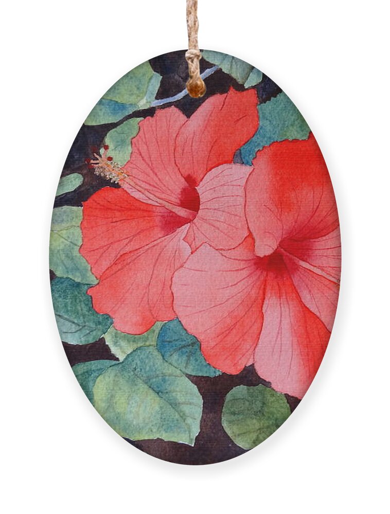 Hibiscus Ornament featuring the painting Hibiscus by Laurel Best