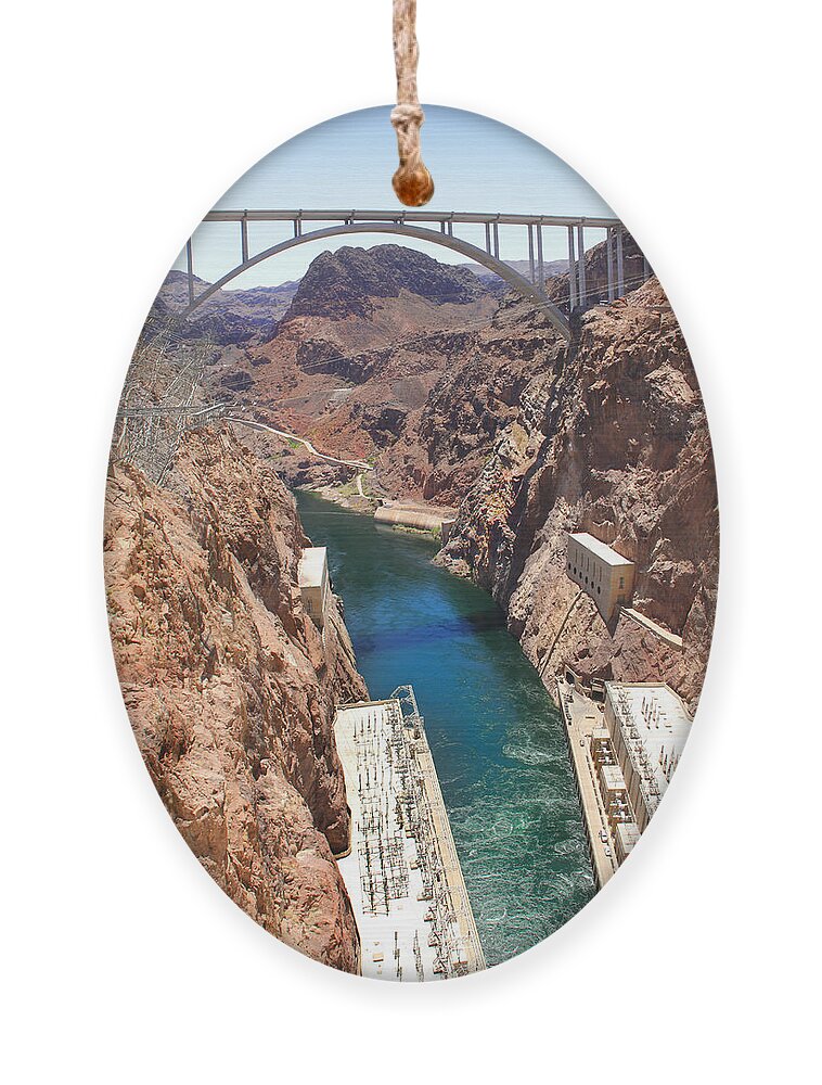 Hoover Dam Bridge Ornament featuring the photograph Hoover Dam Bridge by Mike McGlothlen