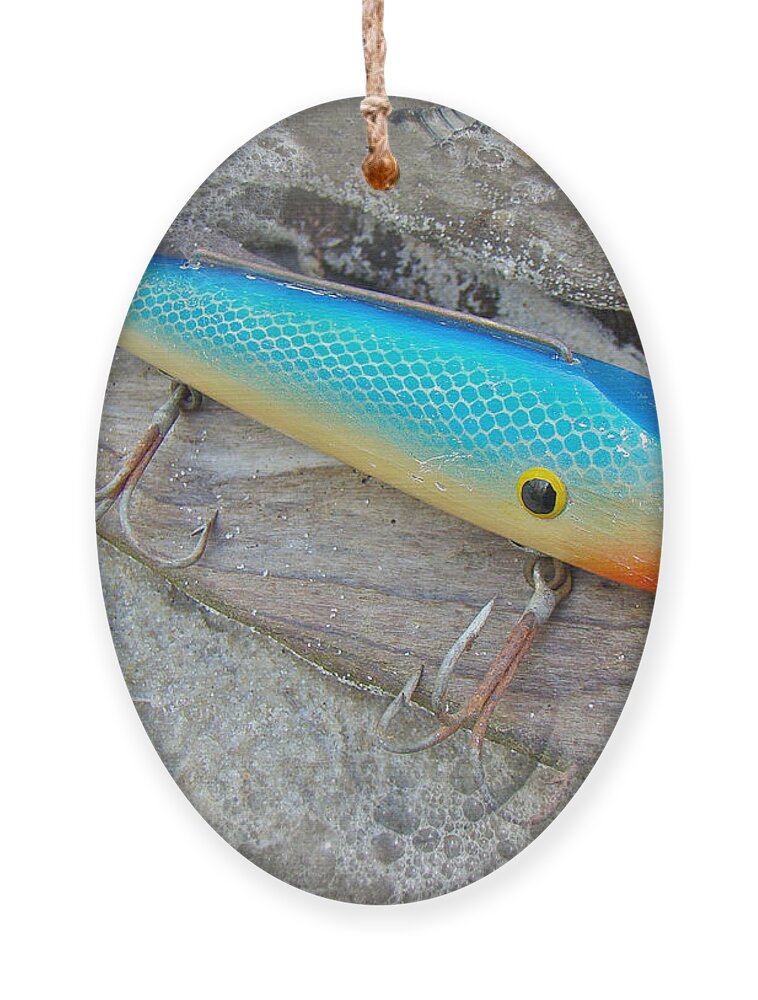 J and J Flop Tail Vintage Saltwater Fishing Lure - Blue Ornament