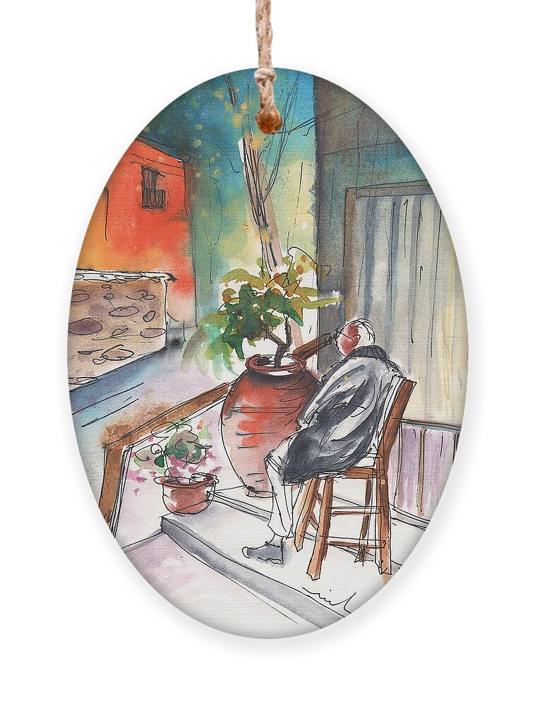 Travel Art Ornament featuring the painting Old and Lonely in Crete 03 by Miki De Goodaboom