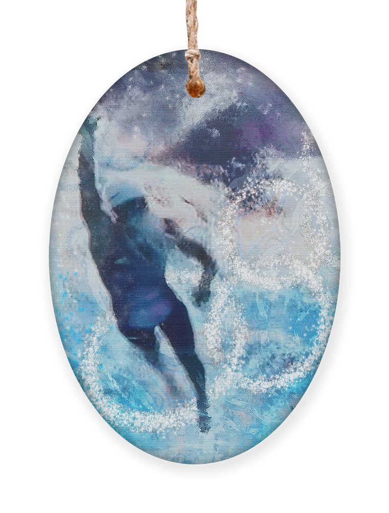 Sports Ornament featuring the painting Olympics Swimming 01 by Miki De Goodaboom