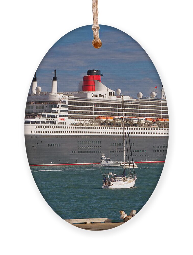 Queen Mary 2 Ornament featuring the photograph Queen Mary 2 by Louise Heusinkveld