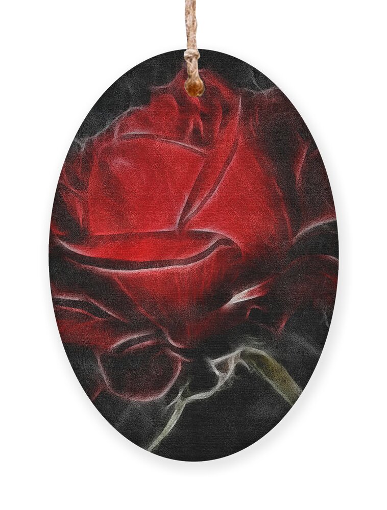 Rose Ornament featuring the mixed media Red And Hot by Georgiana Romanovna