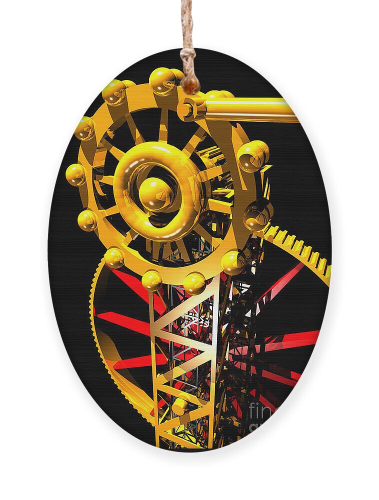 Brass Ornament featuring the digital art Sine Wave Machine Portrait 7 by Russell Kightley