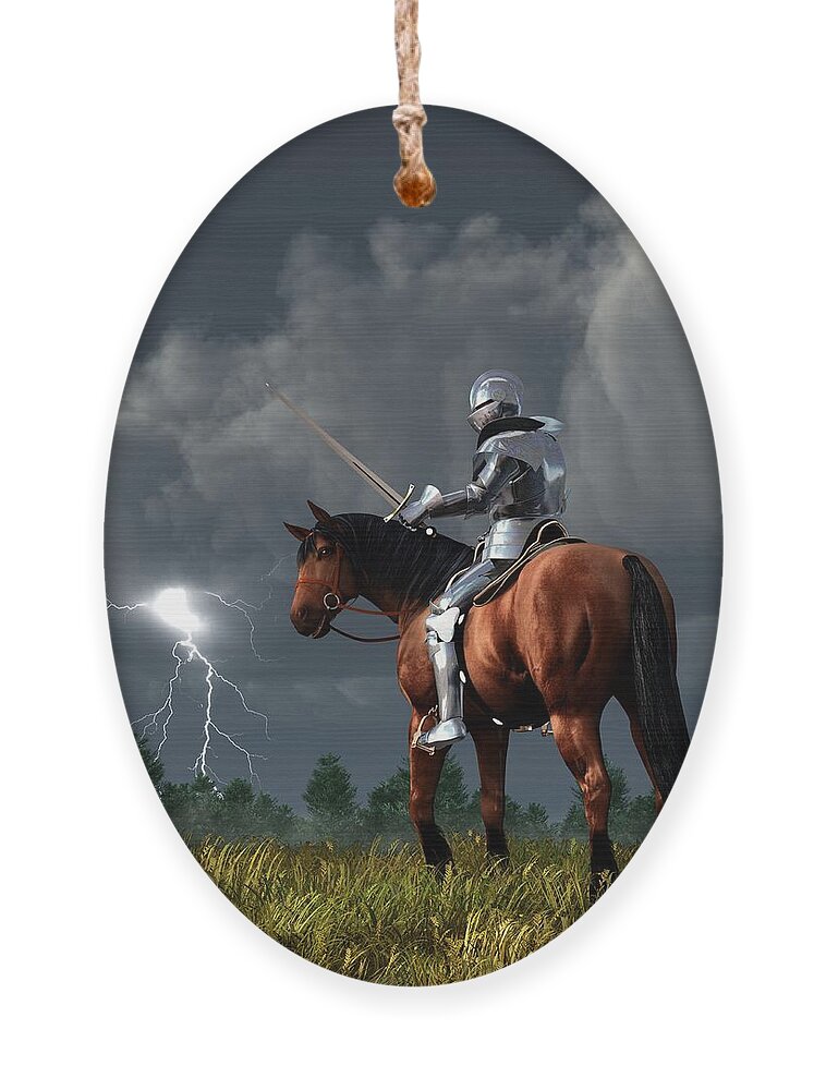 Knight Ornament featuring the digital art Sir Lightning Rod by Daniel Eskridge