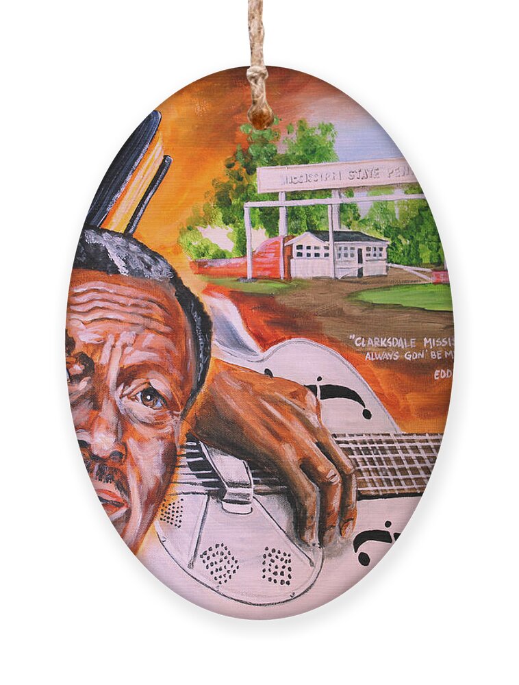 Son House Ornament featuring the painting Son House by Karl Wagner