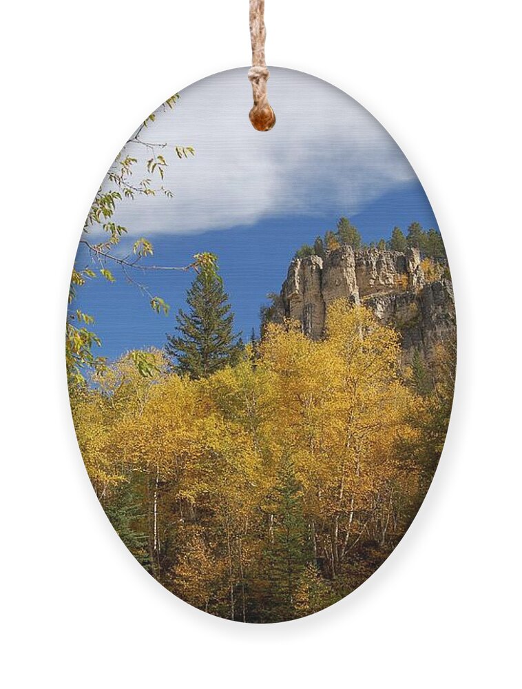 Spearfish Ornament featuring the photograph Spearfish Canyon Fortress in Rock by Greni Graph