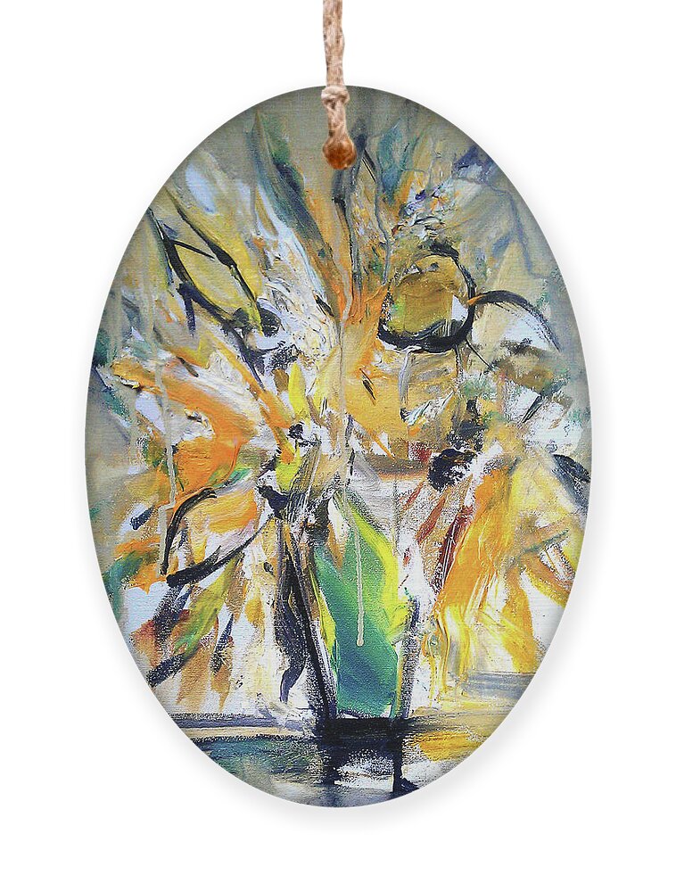 Sunflowers Ornament featuring the painting Sun Flower Day by John Gholson