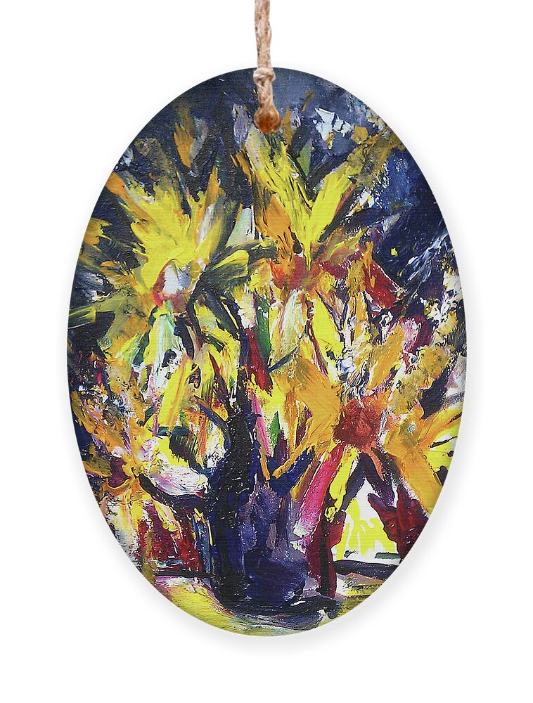 Sunflower Ornament featuring the painting Sun Flower Night by John Gholson