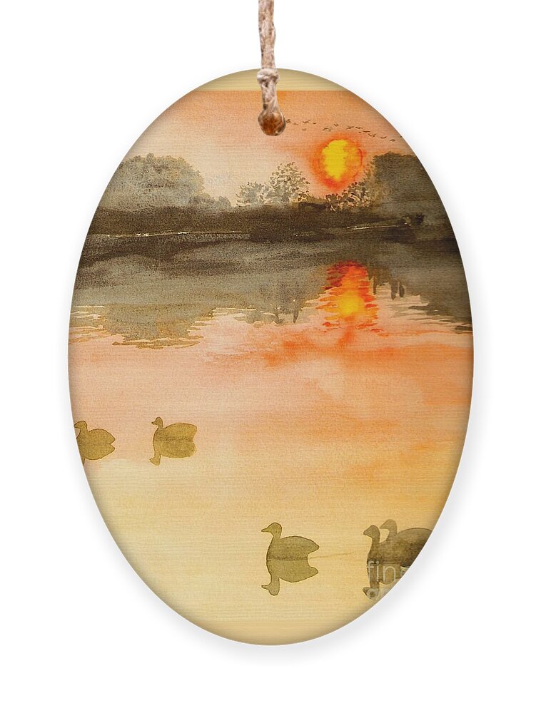 Sunset Ornament featuring the painting Sunset Park by Deb Stroh-Larson