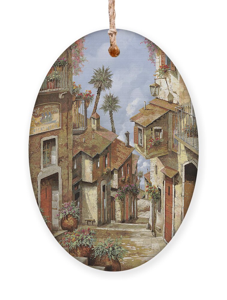 Landscape Ornament featuring the painting Le Palme Sul Tetto by Guido Borelli
