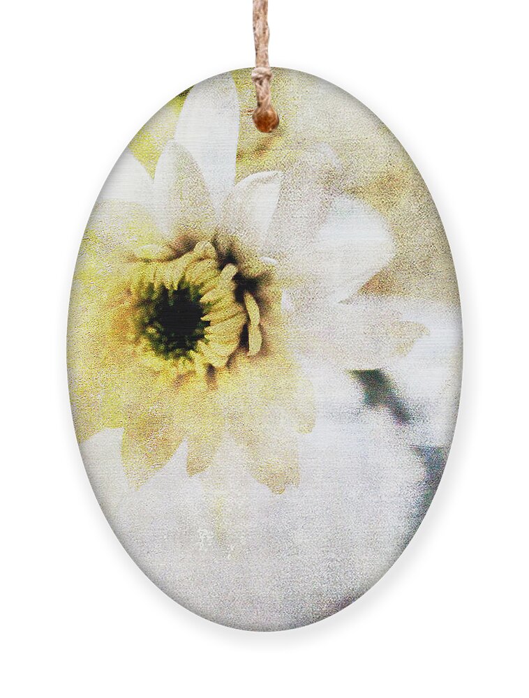 Flower Ornament featuring the mixed media White Flower by Linda Woods