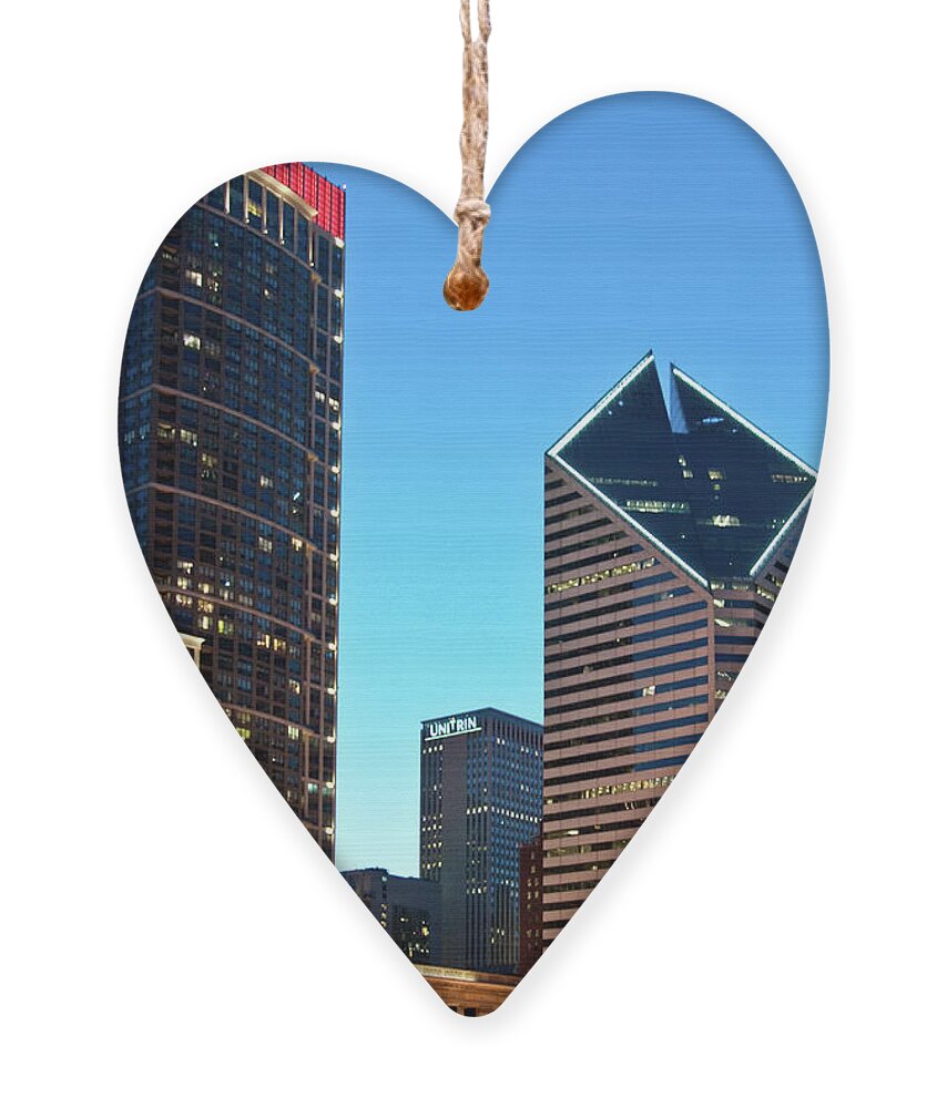 Bean Ornament featuring the photograph A View from Millenium Park at Dusk #2 by David Levin