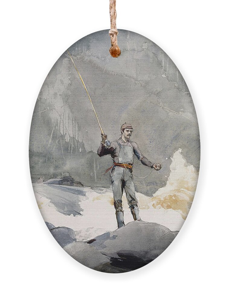 Winslow Homer Ornament featuring the drawing Casting #1 by Winslow Homer