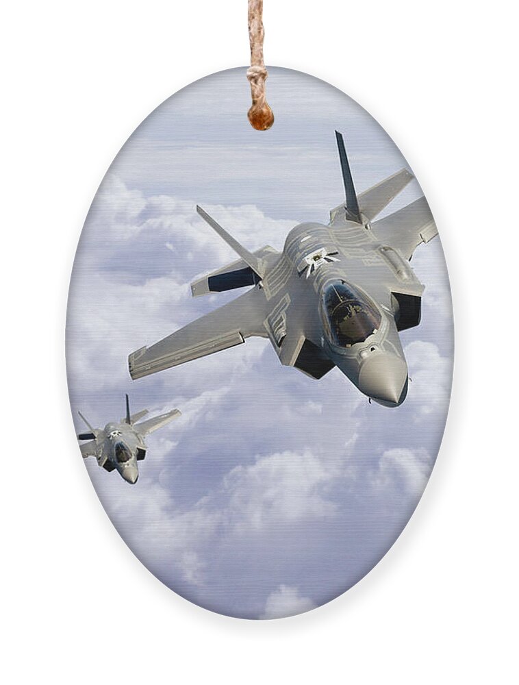 F35 Ornament featuring the digital art F35 Lightning II by Airpower Art