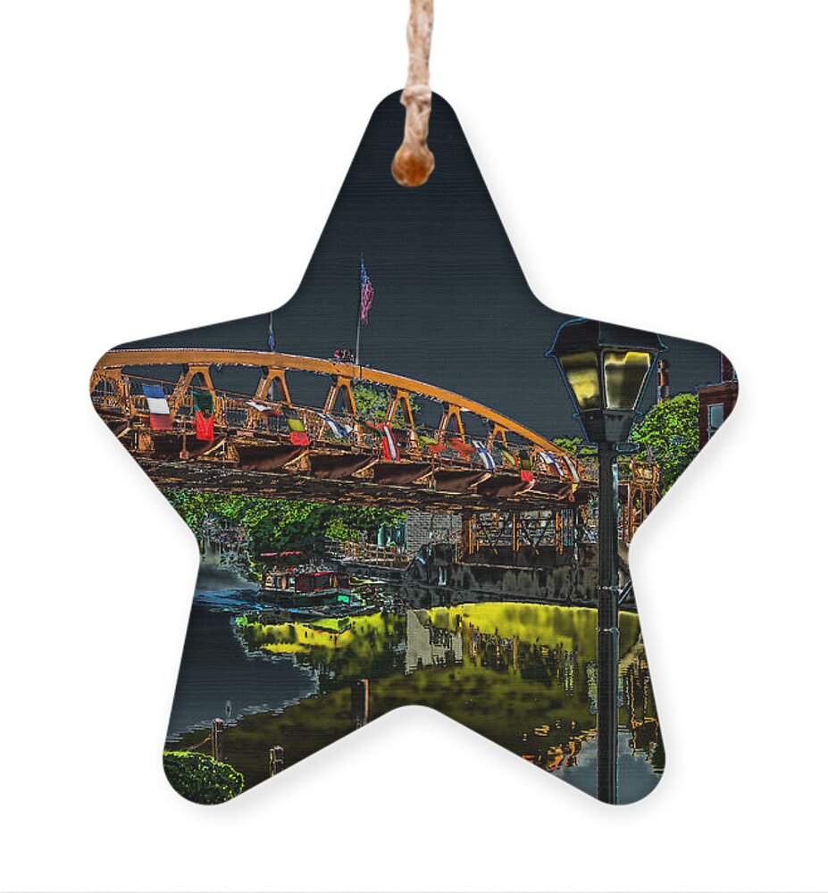 Canal Ornament featuring the photograph Fairport Lift Bridge #1 by William Norton