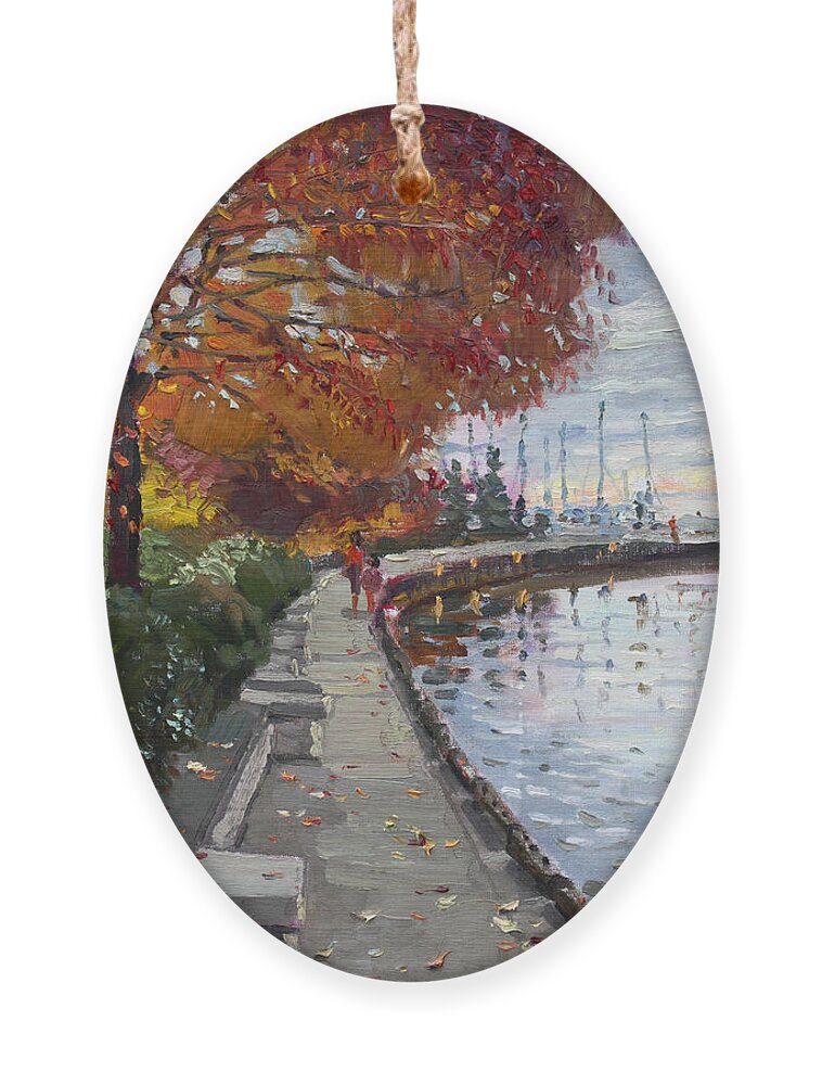 Port Credit Ornament featuring the painting Fall in Port Credit ON by Ylli Haruni