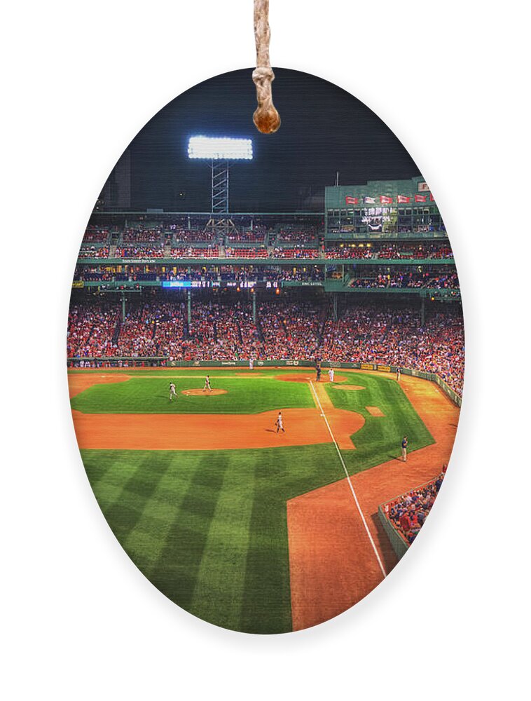 Fenway Park Ornament featuring the photograph Fenway Park at Night - Boston #2 by Joann Vitali
