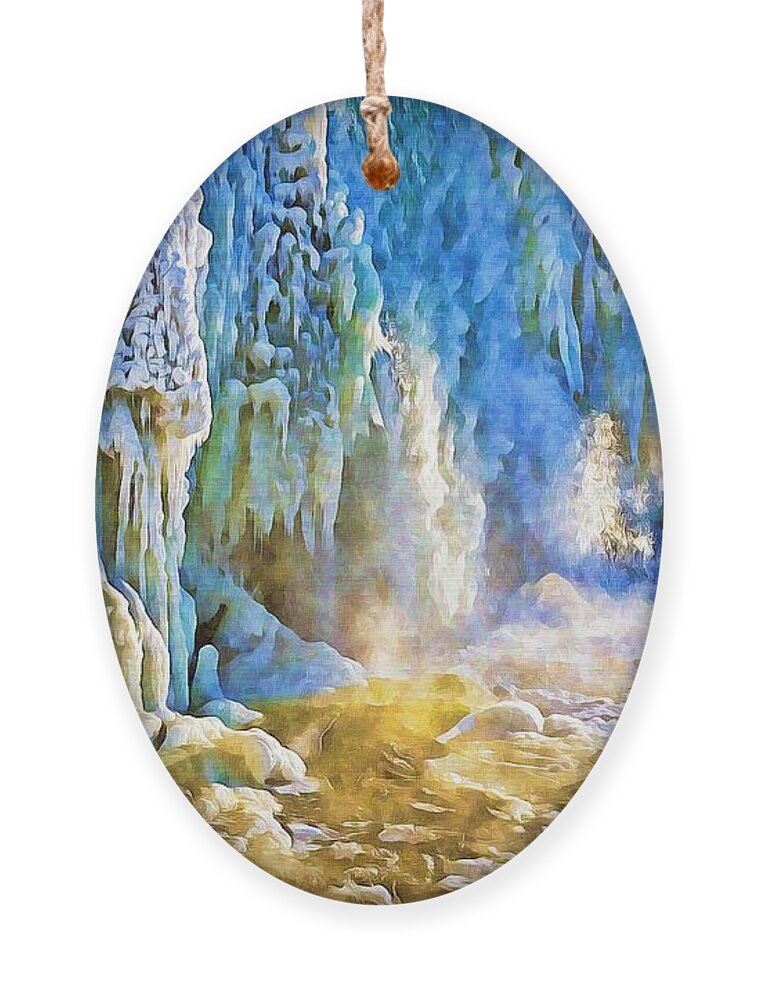 Waterfalls Ornament featuring the photograph Frozen Waterfall by Tatiana Travelways