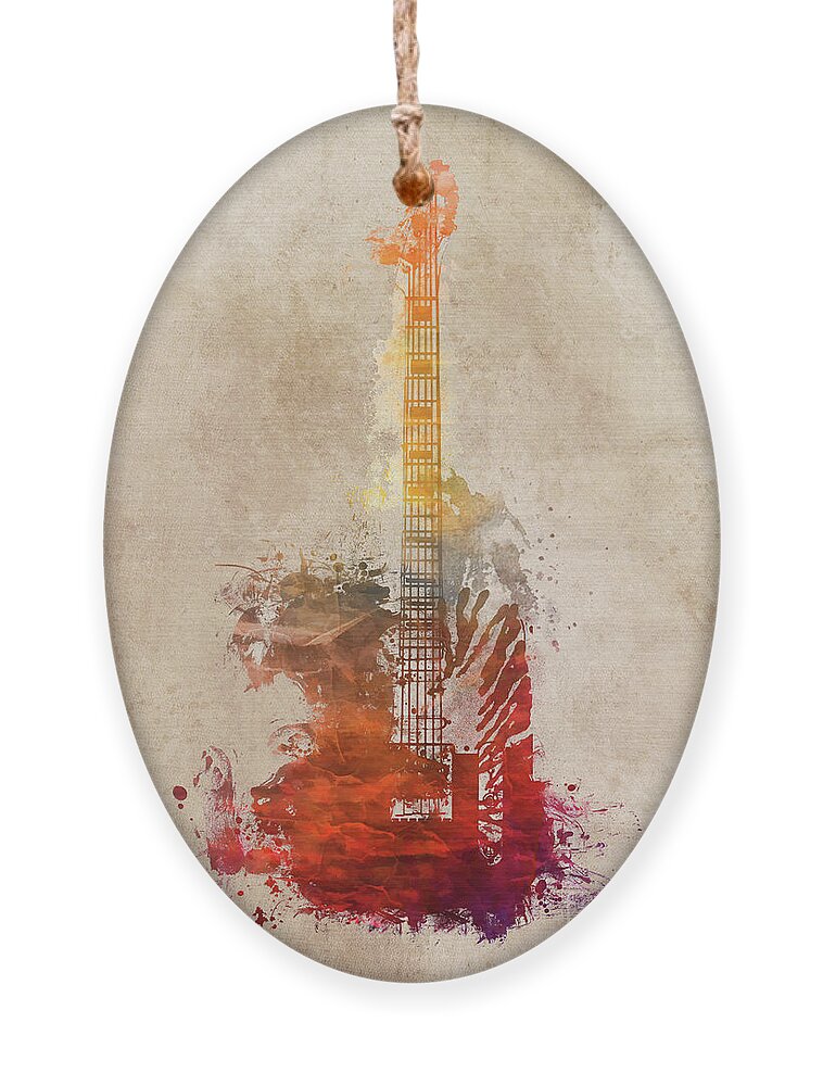Guitar Ornament featuring the digital art Guitar music instrument #1 by Justyna Jaszke JBJart