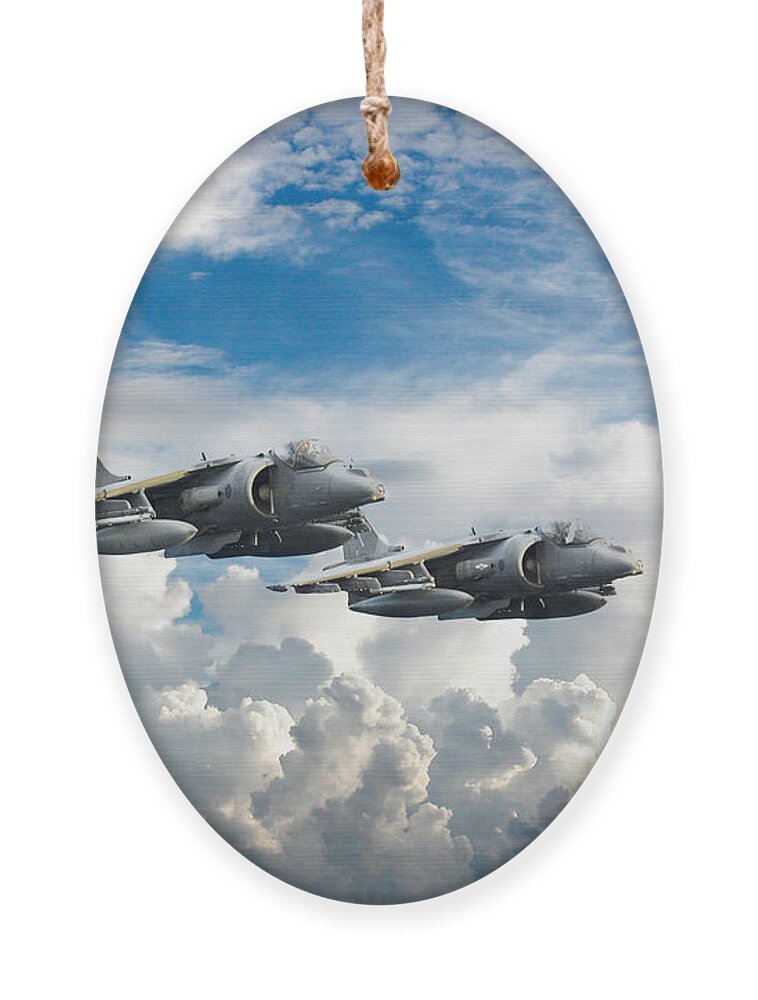 Harrier. Bae Systems Harrier Ornament featuring the digital art Harriers #1 by Airpower Art