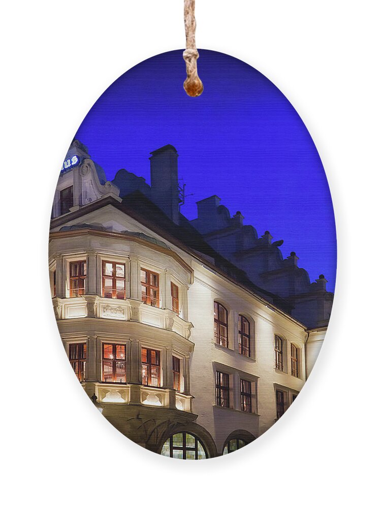 Oktoberfest Ornament featuring the photograph Hofbrauhaus Munich #1 by Shirley Mitchell