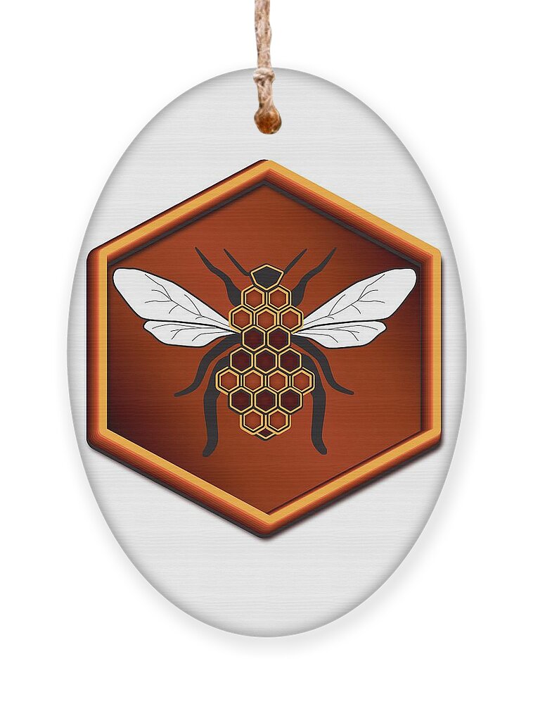 Cartoon Ornament featuring the digital art Honeycomb Bee by Pelo Blanco Photo