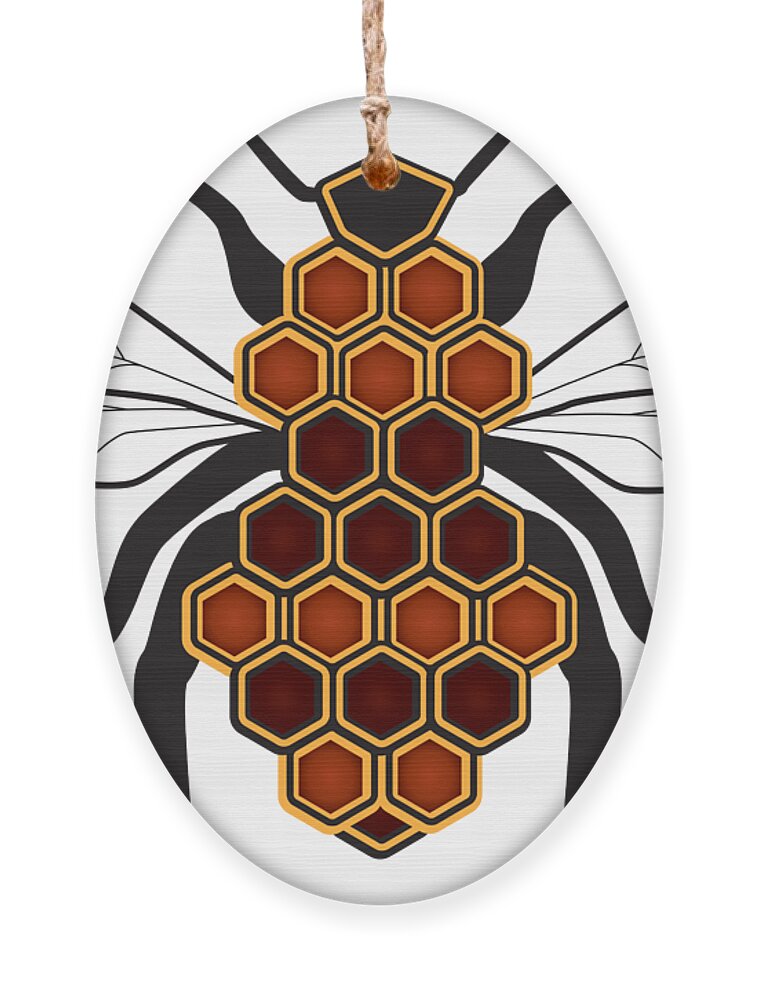 Cartoon Ornament featuring the digital art Honeycomb Bee Sans Border by Pelo Blanco Photo
