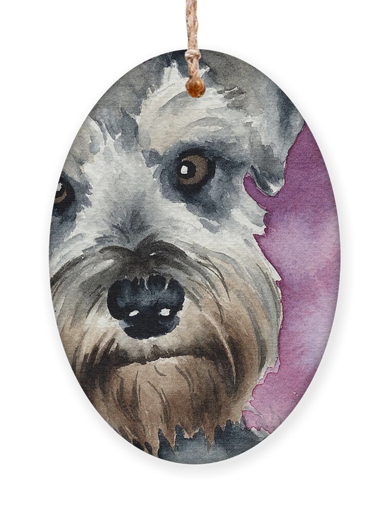 Mini Ornament featuring the painting Miniature Schnauzer by David Rogers