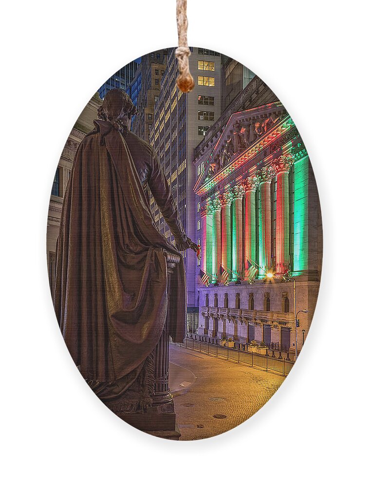 Wall Street Ornament featuring the photograph New York City Stock Exchange Wall Street NYSE #2 by Susan Candelario